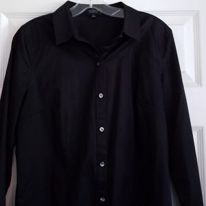 Black button down shirt.